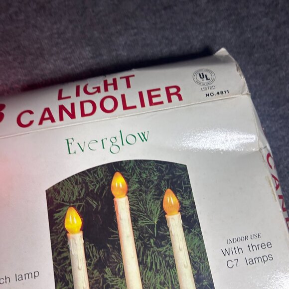 Vintage Everglow 3 Light Electric Christmas Candolier in Original Box Unsused - Picture 4 of 7